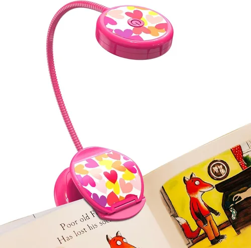 Vekkia Bonita luz recargable para libros, luces con clip para el cuidado de los ojos para leer en la cama, 3 colores y 3 niveles de brillo, 1.8 Rosa