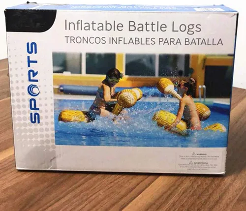 Miniatura 6 de Juguetes hinchables para el agua, dos troncos flotantes hinchables y dos palos también inflables para golpearse, Amarillo, L