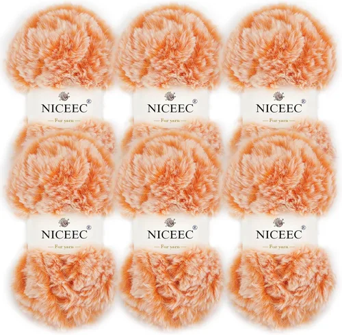 Miniatura 75 de NICEEC Hilo de Pelo Sintético Super Suave, Grueso y Esponjoso, Hilo de Pestañas para Crochet y Tejido (Longitud Total 192m/9.1kg) - Otoño/300g