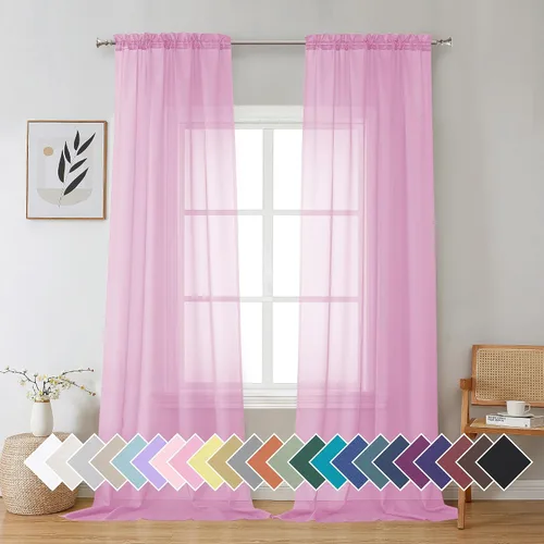 Miniatura 108 de Aiyufeng 2 paneles de cenefa transparente negra de 14 pulgadas de largo, cortinas cortas negras transparentes para dormitorio, cortinas de cocina