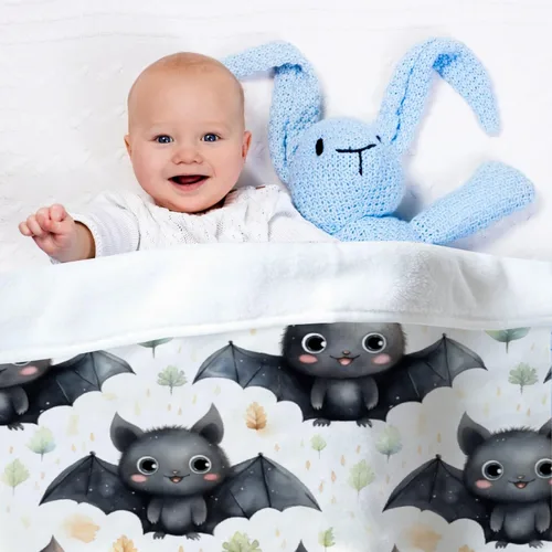 Miniatura 5 de Manta de murciélago de Halloween para bebé, regalo súper suave, manta acogedora para recién nacido, manta de recepción para bebé, manta para cuna