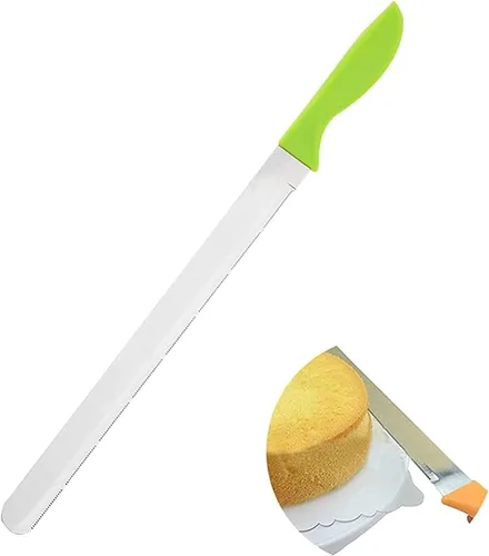 Cuchillo de acero inoxidable de 10 pulgadas/12 pulgadas, mango de plástico, espátulas de pastelería, cuchillo de pan dentado, herramienta para