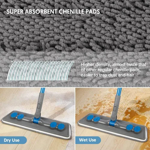 Miniatura 2 de Trapeador de microfibra para limpiar suelos, mopa plana para azulejos de vinilo de madera laminada, uso húmedo y seco para limpieza de paredes