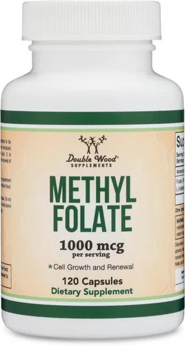 Miniatura 5 de Metilfolato 1,000 mcg, 120 cápsulas (suplemento de folato de metilo probado por terceros) El folato metilado es una forma más activa de folato que