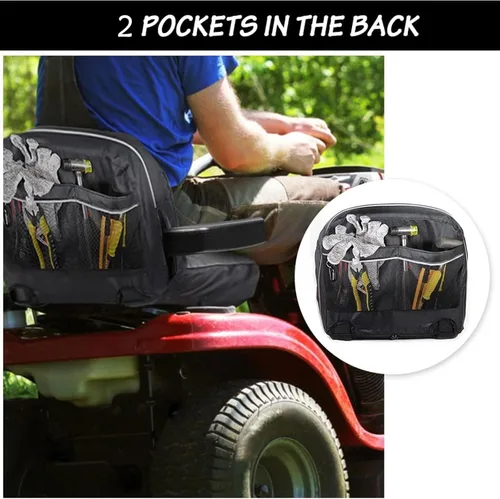Miniatura 4 de HOMEYA Funda de asiento para cortacésped, resistente al agua, 600D, Oxford, con relleno y bolsillos traseros, para asientos de 16.5 pulgadas