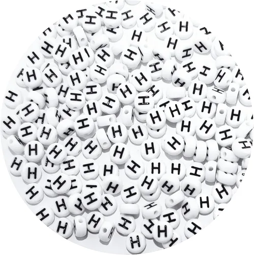 Miniatura 23 de Cuentas cuadradas de letras acrílicas de 0.236 x 0.236 pulgadas, cuentas A del alfabeto para pulseras, joyería, llavero DIY, 100