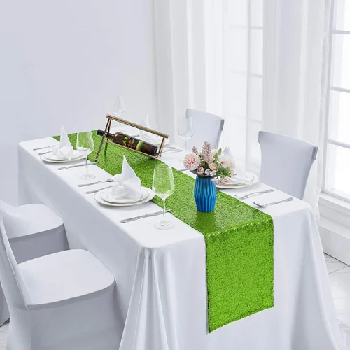 Miniatura 6 de Pufogu - Camino de mesa de lentejuelas brillantes de 12 x 72 pulgadas para fiestas de cumpleaños, decoración de bodas, despedidas de soltera