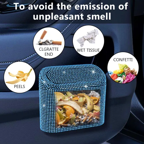 Miniatura 5 de eing Cubo de basura para automóvil con tapa, mini cubo de basura para vehículos, organizador de basura para automóvil, contenedor de basura