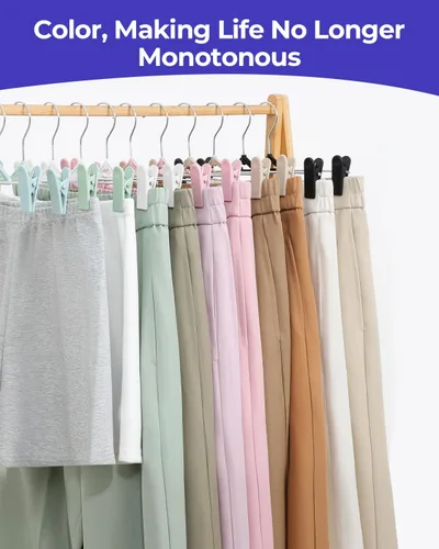 Miniatura 7 de NORTHERN BROTHERS Perchas para pantalones con clips, paquete de 30 unidades, color negro, apilables, ahorro de espacio, antideslizantes, ajustables