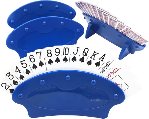 Yuanhe Portatarjetas para jugar a las cartas, paquete de 4 cartas para adultos, niños, mayores, juego de cartas de canasta, ideal para fiestas de