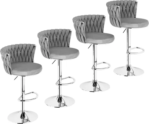 Miniatura 9 de Lamerge Juego de 2 taburetes de bar de terciopelo, sillas de bar giratorias modernas, taburetes de bar de cocina, taburetes de bar ajustables, Gris