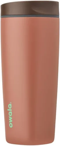 Miniatura 19 de Owala SmoothSip Slider - Vaso de café aislado de acero inoxidable, reutilizable, taza de café helado, taza de viaje para café caliente, sin BPA, 12