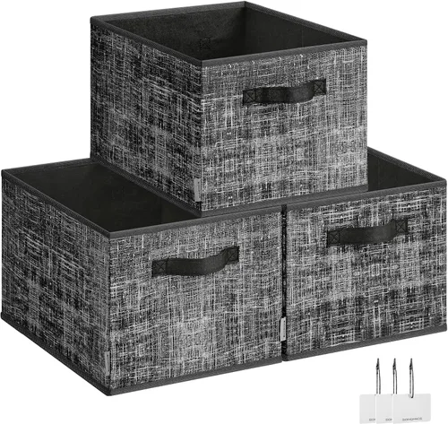 Miniatura 11 de SONGMICS Cubos de almacenamiento, 15.7 x 11.8 x 9.5 pulgadas, cubos de tela no tejida con asas dobles, juego de 3, organizadores de armario