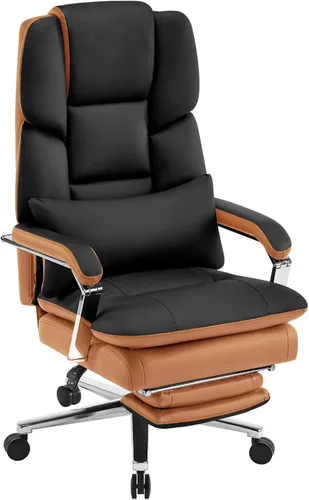 Miniatura 8 de Furniliving Silla de oficina grande y alta, 500 libras, silla de oficina ejecutiva de cuero con reposapiés, asiento ancho reclinable con soporte