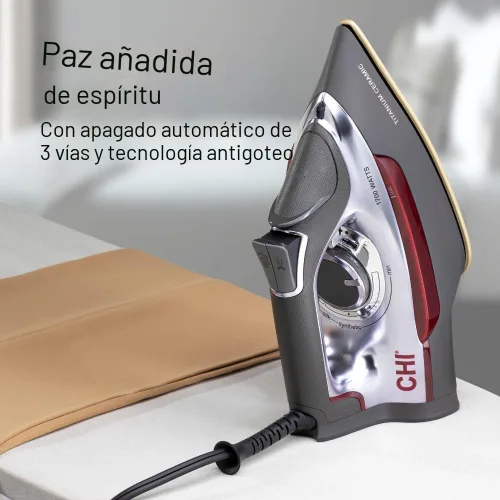 Miniatura 6 de Plancha de vapor CHI Steam para ropa con más de 300 agujeros para una potente función de vapor, dial de guía de temperatura, 1700 vatios, cable XL