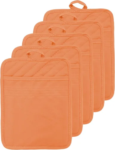 Miniatura 7 de Soporte para olla de horno con bolsillo, de algodón, resistente al calor, para cocina, almohadilla caliente, guantes de horno para cocinar y Gris