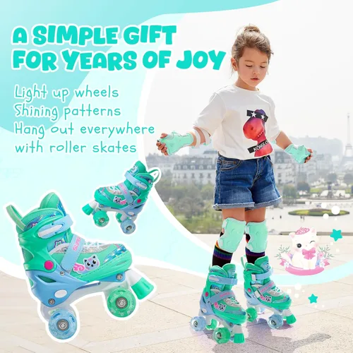 Miniatura 2 de SUPER YOUNGSTER Patines de ruedas ajustables con luces LED para niñas, diseño de unicornio para niñas de 4 a 6, 5 a 8, 8 a 12 años, patines para Cian