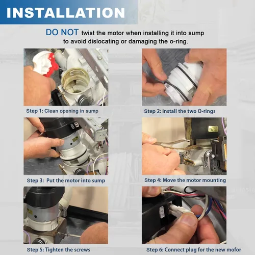 Miniatura 6 de 154844101 Motor Kit/154844101 Motor de bomba de circulación para lavavajillas con juntas tóricas para lavavajillas Frigidaire, reemplazar 154483001