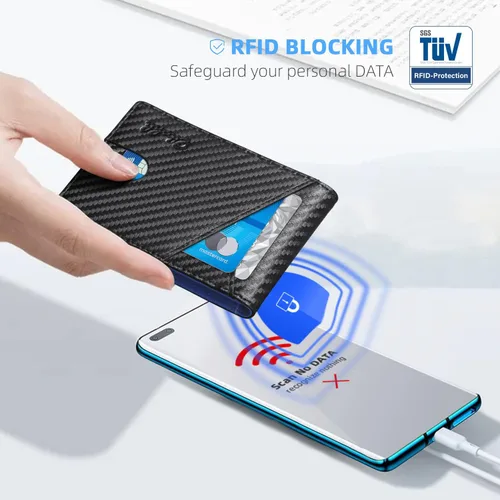 Miniatura 4 de Zitahli - Billeteras delgadas RFID para hombres, billetera de cuero flexible con clip de dinero, cartera minimalista con bolsillo frontal