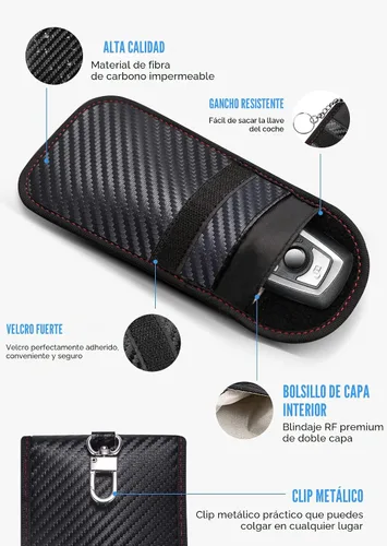 Miniatura 5 de lanpard Bolsa Faraday para Llaves de Coche, Bolsa Faraday, Soporte de Bloqueo de Señal RFID para Coche, Protector de Llavero, Jaula de Llavero