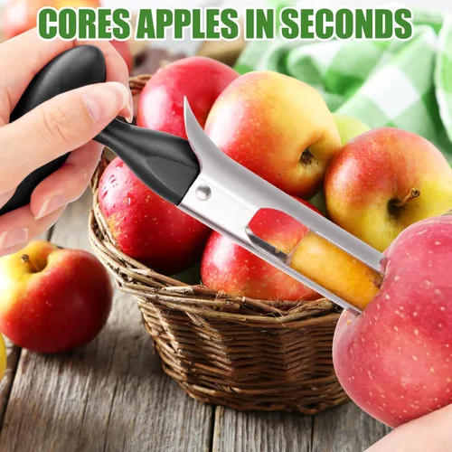 Miniatura 3 de Descorazonador de manzana, herramienta descorazonadora de manzana de acero inoxidable premium, mango ergonómico resistente, fácil de usar y limpiar