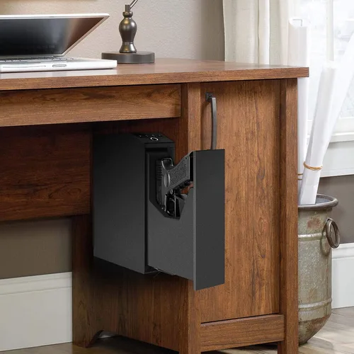 Miniatura 6 de Caja fuerte biométrica deslizante para pistola para mesita de noche, escritorio, lado de cama, camión - Caja fuerte de puerta corredera automática