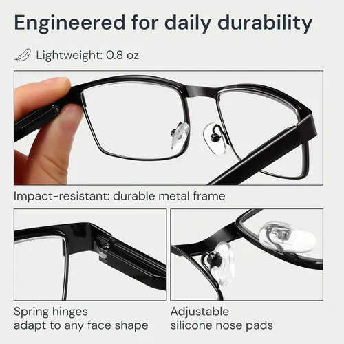 Miniatura 3 de BLS Businessman Gafas de Lectura Rectangulares - Lectores Profesionales Duraderos - Lentes que Bloquean la Luz Azul