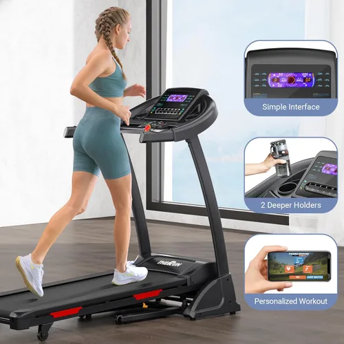 Miniatura 4 de THERUN Incline Treadmill, Treadmills for Running and Walking, 300 lbs Weight Capacity Folding Treadmill with 0-15% Auto Incline, Wide Belt, 3.5 HP