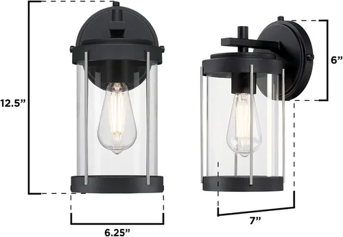 Miniatura 6 de Westinghouse 6122100 Kezia - Lámpara de pared para exteriores, acabado negro texturizado y acero industrial, cristal transparente