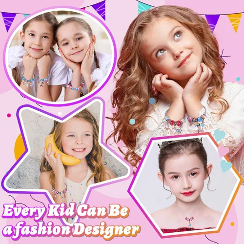 Miniatura 5 de AIPRIDY Kit de fabricación de pulseras con dijes, juego de regalos de unicornio sirena que puede inspirar imaginación y creatividad, kit de 104
