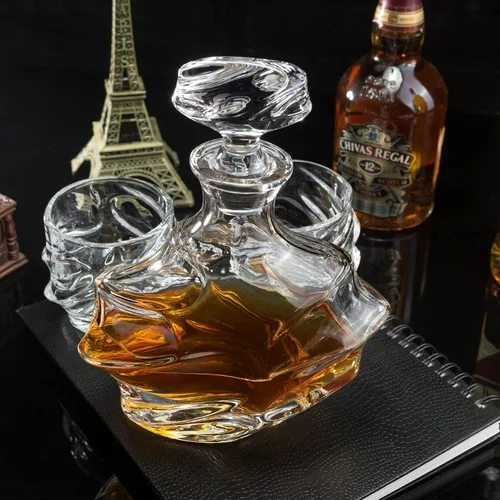 Miniatura 5 de KANARS - Decantador de whisky con tapón hermético, decantador grande de cristal hecho a mano para whisky, vino, bourbon, brandy, licor, centeno, ron