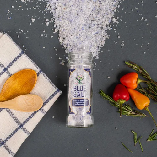 Miniatura 8 de EUPHERBIA Sal azul, gruesa, sal mineral rara, alto potasio, baja en sodio, natural, sin procesar, cosechada a mano, certificado Kosher