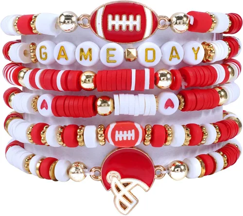 Miniatura 16 de Ardorchid Pulseras de Halloween para Mujeres Calabaza Fantasma Esqueleto Murciélago Calavera con Cuentas Apilables Elásticas Rugby Acción de Gracias