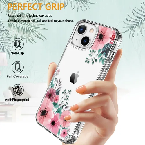 Miniatura 5 de LUHOURI Funda para iPhone 15 con protector de pantalla, cubierta transparente, diseño de patrón de moda, carga inalámbrica, funda protectora delgada