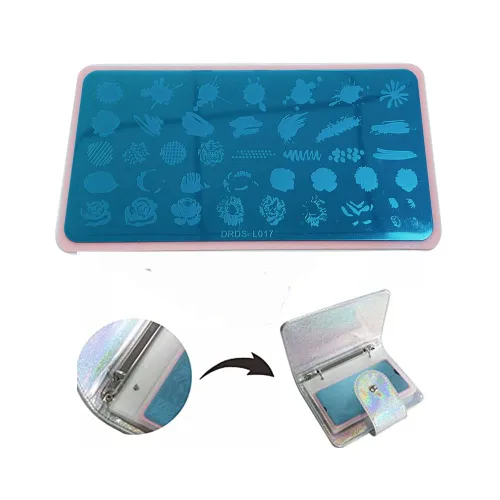Miniatura 2 de DRDS 20 ranuras para arte de uñas, soporte para placa de estampación, bolsas de almacenamiento, cajas de almacenamiento de arco iris, prácticas