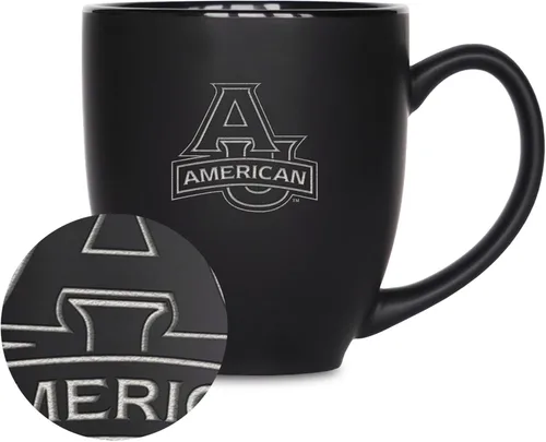Miniatura 352 de Rico Industries - Taza de cerámica mate negra con grabado láser estándar de 15oz para NCAA (escuelas T & U) - Para bebidas calientes o frías