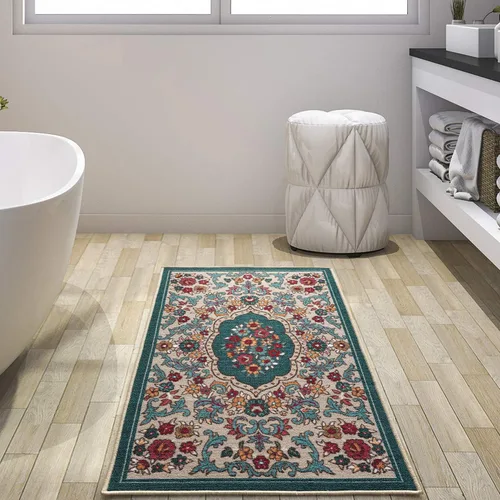 Miniatura 20 de Antep Rugs - Alfombras antideslizantes (no se desliza) 2 x 4 con respaldo de goma con diseño floral moderno de bajo perfil para cocina