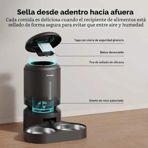 Miniatura 7 de PETLIBRO Comedero Automático para Gatos para 2 Gatos, Comederos WiFi 5G y 2.4G para Mascotas, Dispensador Programable de Comida para Gatos de 5L