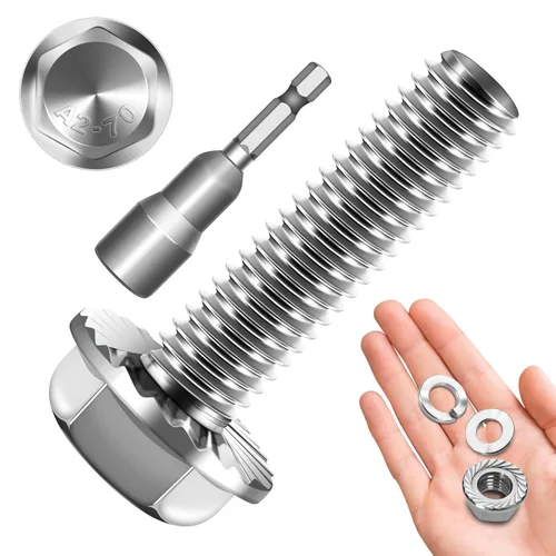 Miniatura 32 de Perno M6x1.0 (10 juegos) M6 x 0.787 in Brida Hex Head Tuercas y Pernos, Tornillos hexagonales de brida de perno M6 con tuercas y arandelas, Surtido