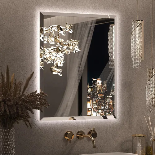 Miniatura 27 de Keonjinn - Espejo de 48x30 pulg retroiluminado LED para baño/tocador, luz de 3 colores ajustables blanca/cálida/natural, lúmenes altos, montaje
