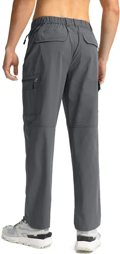 Miniatura 2 de Pudolla Pantalones cargo de senderismo para hombre pantalones ligeros de viaje para exteriores con múltiples bolsillos para pesca campamento trabajo