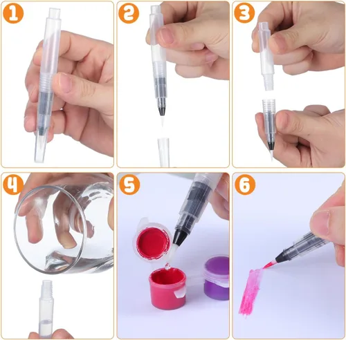 Miniatura 2 de STOBOK 30 pinceles de agua, bolígrafos de agua recargables, juego de pinceles de agua para acuarela, acuarela, para acrílico y gouache, suministros
