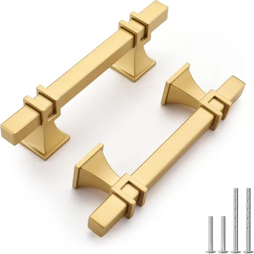 Miniatura 25 de Haliwu Paquete de 5 tiradores de gabinete con barra en T negra y dorada de 3 pulgadas, tiradores de puerta para armarios de cocina, manijas de zinc