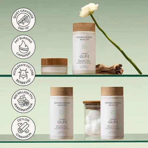Miniatura 8 de Stonehenge Health Dynamic GLP-1 Suplemento de control de peso para mujeres y hombres, 550 mg de berberina, Akkermansia, apoya la regulación