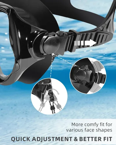 Miniatura 5 de Máscara de snorkel para natación Keary, máscara de buceo para adultos hombres mujeres jóvenes, gafas de natación antiniebla con vista clara de 180°