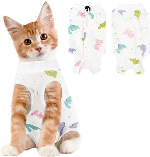 Miniatura 18 de Coppthinktu Traje de recuperación de gato para mujer, mameluco transpirable para después de la cirugía para heridas abdominales o enfermedades