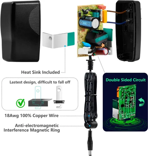 Miniatura 6 de CHANZON Adaptador de fuente de alimentación de conmutación de 24 W CA y CC de 12 V 2 A