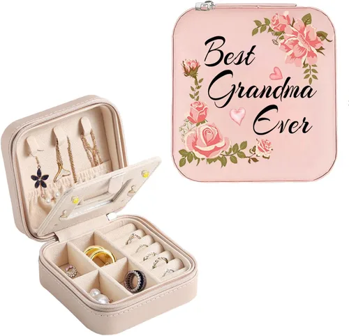 JUFORLFY Joyero de viaje para mujeres y niñas, organizador con espejo, anillos, aretes, collares, caja organizadora de almacenamiento, caja