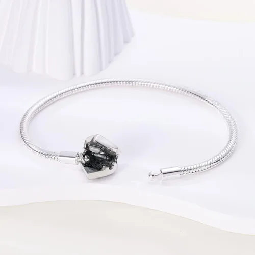Miniatura 3 de Parmuz Pulsera de plata de ley 925 con dije de cadena de serpiente, ojo malvado, atrapasueños, llave, cierre de corazón, dije de viaje, momentos