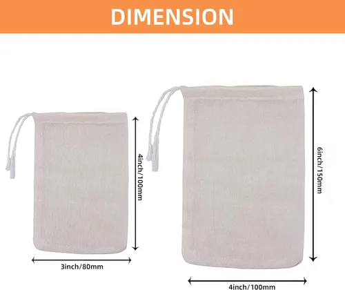 Miniatura 3 de TamBee Bolsa de té de malla de muselina con cordón de 3 x 4 pulgadas, bolsas de té reutilizables, bolsa de filtro de té para hojas sueltas, hierbas
